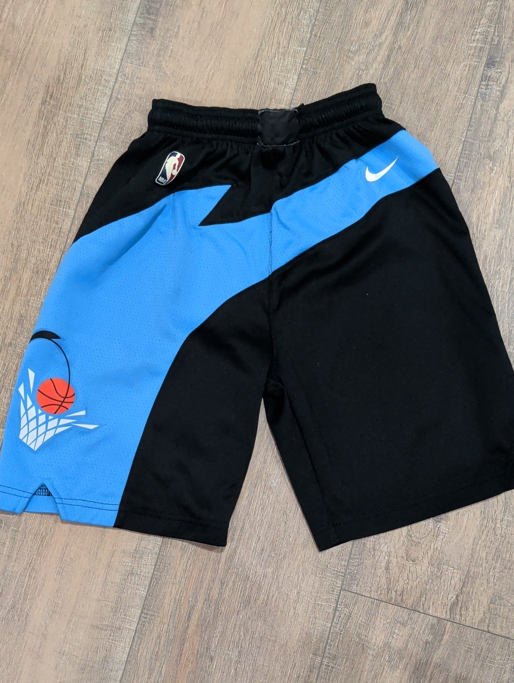 Nike Kids Black & Blue Basketball Shorts with Hoop Graphic